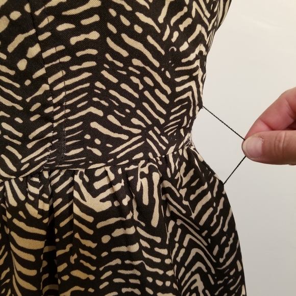 MM COUTURE MISS ME Y2K STRAPLESS GEOMETRIC PRINT DRESS TROPICAL LEAVES PREPPY M - Picture 7 of 7